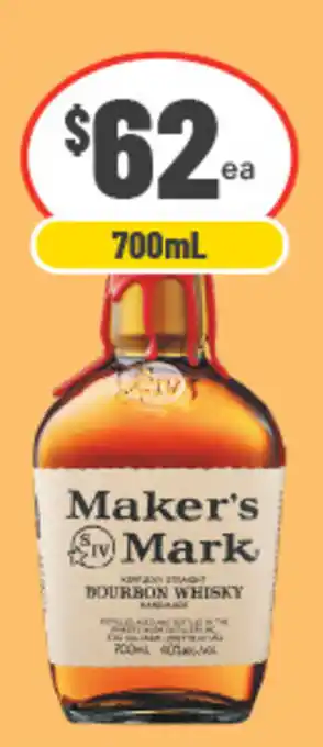 IGA Liquor Maker's Mark Bourbon Whisky offer