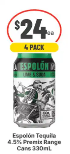 IGA Liquor Espolón Tequila 4.5% Premix Range Cans offer