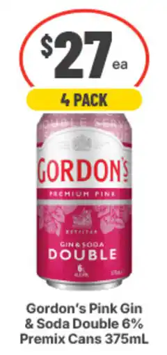 IGA Liquor Gordon's Pink Gin & Soda Double 6% Premix Cans offer
