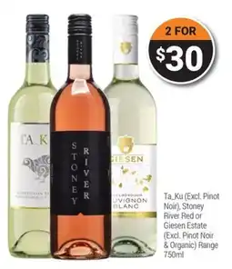 Super Cellars Ta_Ku (Excl. Pinot Noir), Stoney River Red or Giesen Estate Range offer