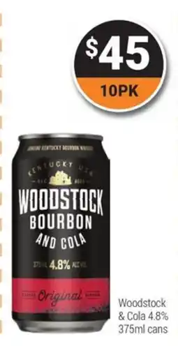 Super Cellars Woodstock & Cola 4.8% cans offer