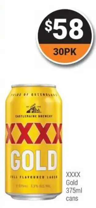 Super Cellars XXXX Gold cans offer