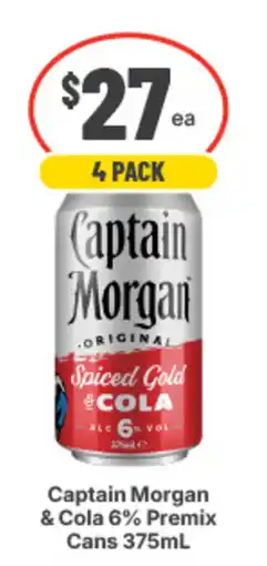 IGA Liquor Captain Morgan & Cola 6% Premix Cans offer