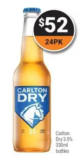 Super Cellars Carlton Dry 3.5% bottles offer