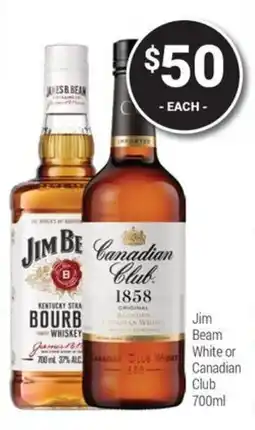 Super Cellars Jim Beam White or Canadian Club offer