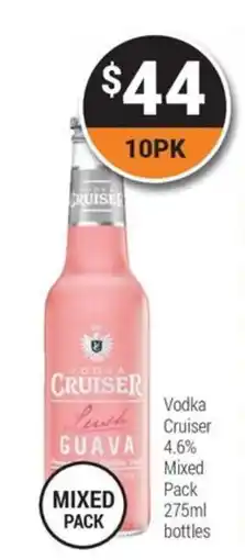 Super Cellars Vodka Cruiser 4.6% Mixed Pack bottles offer