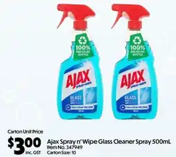 C-Store Distribution Ajax Spray n' Wipe Glass Cleaner Spray offer
