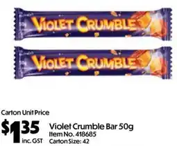 C-Store Distribution Violet Crumble Bar offer