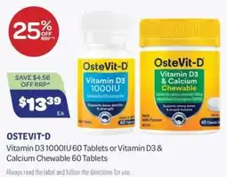 Health Save OSTEVIT-D Vitamin D3 1000IU 60 Tablets or Vitamin D3 & Calcium Chewable offer