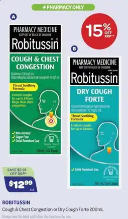 Health Save Robitussin Cough & Chest Congestion or Dry Cough Forte offer