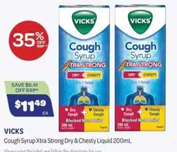 Health Save Vicks Cough Syrup Xtra Strong Dry & Chesty Liquid offer