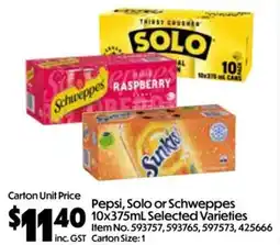 C-Store Distribution Pepsi, Solo or Schweppes offer