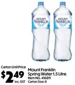 C-Store Distribution Mount Franklin Spring Water offer