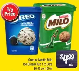 Farmer Jack's Oreo or Nestle Milo Ice Cream Tub offer