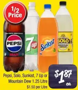 Farmer Jack's Pepsi, Solo, Sunkist, 7 Up or Mountain Dew offer