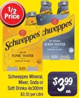Farmer Jack's Schweppes Mineral, Mixer, Soda or Soft Drinks offer