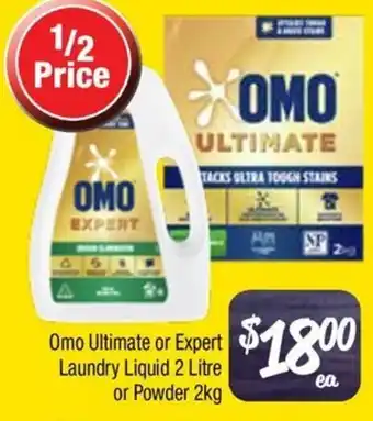 Farmer Jack's Omo Ultimate or Expert Laundry Liquid or Powder offer