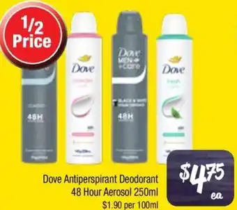 Farmer Jack's Dove Antiperspirant Deodorant 48 Hour Aerosol offer