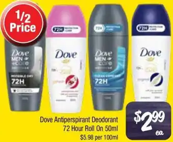 Farmer Jack's Dove Antiperspirant Deodorant 72 Hour Roll On offer