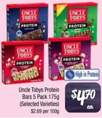 Farmer Jack's Uncle Tobys Protein Bars offer