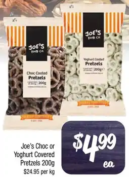 Farmer Jack's Joe's Choc or Yoghurt Covered Pretzels offer