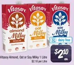 Farmer Jack's Vitasoy Almond, Oat or Soy Milky offer
