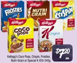 Farmer Jack's Kellogg's Coco Pops, Crispix, Frosties, Nutri-Grain or Special K offer