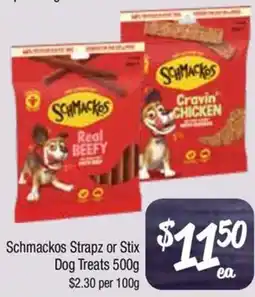 Farmer Jack's Schmackos Strapz or Stix Dog Treats offer