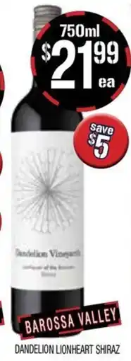 Farmer Jack's Dandelion lionheart shiraz offer