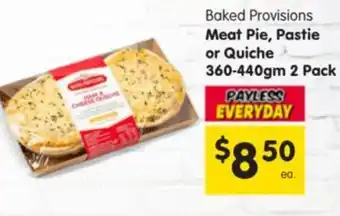 Spar Baked Provisions Meat Pie, Pastie or Quiche offer