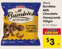 Spar Menz Bumbles Milk Chocolate Honeycomb offer