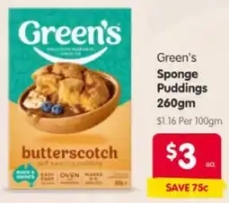 Spar Green's Sponge Puddings offer