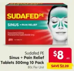 Spar Sudafed PE Sinus + Pain Relief Tablets offer