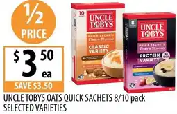 Supabarn Uncle tobys oats quick sachets offer