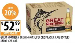 Supabarn Great northern brewing co super crisp lager 3.5% bottles offer