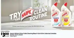 C-Store Distribution Harpic White & Shine Toilet Cleaning Bleach Gel Selected Varieties offer