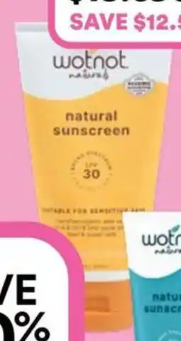 Priceline Wotnot natural sunscreen for family spf 30 offer