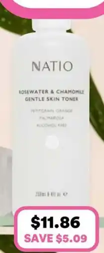 Priceline Natio Rosewater and Chamomile Gentle Skin Toner offer