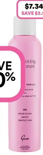 Priceline Gem skin loving deodorant coconut vanilla offer