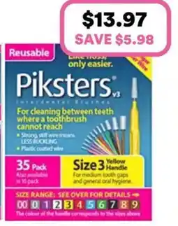 Priceline Piksters Interdental Brushes Size 3 Yellow Handle offer
