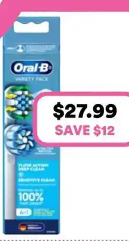 Priceline Oral B Floss Action Deep Clean Sensitive Clean Variety Pack Replacement Brush Heads White offer