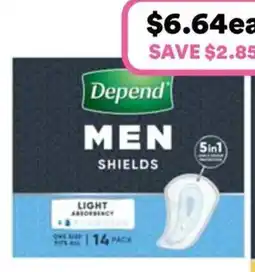 Priceline Depend shields for men light offer