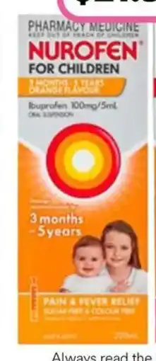 Priceline Nurofen For Children 3 Months 5 Years Orange Flavour offer