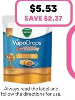 Priceline Vicks VapoDrops Xtra Soothing 16 Lozenges offer