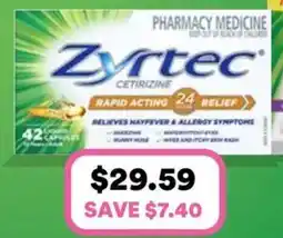 Priceline Zyrtec Cetirizine Rapid Acting 24 Hour Relief 42 Liquid Capsules offer
