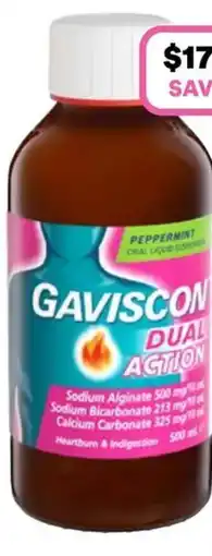 Priceline Gaviscon dual action peppermint oral liquid suspension offer