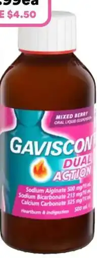 Priceline Gaviscon Dual Action Mixed Berry Oral Liquid Suspension offer