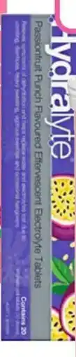 Priceline Hydralyte Passionfruit Kiwi Flavoured Effervescent Electrolyte 20 Effervescent Tablets offer