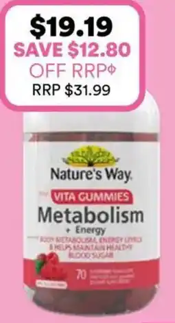 Priceline Natures Way Adult Vita Gummies Metabolism Energy 70 Pastilles offer