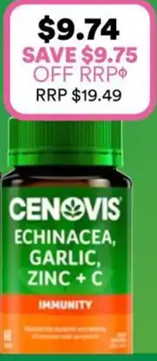 Priceline Cenovis Echinacea Garlic Zinc C Immunity offer